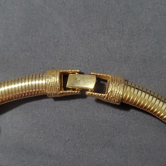 Gold Tone, Designer Stamped, Statement Necklace - Picture 3 of 4